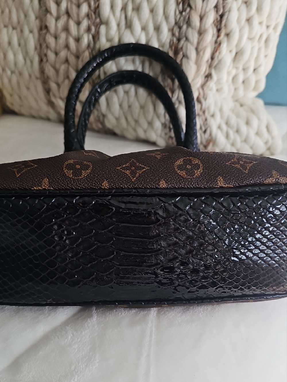 Louis Vuitton Brown Monogram Satchel with Black Handles and Tan Trim - Picture 3 of 5